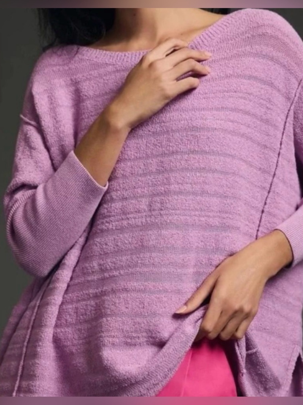 Pilcro by Anthropologie Lavender Textured Striped Oversized Sweater - Size XS